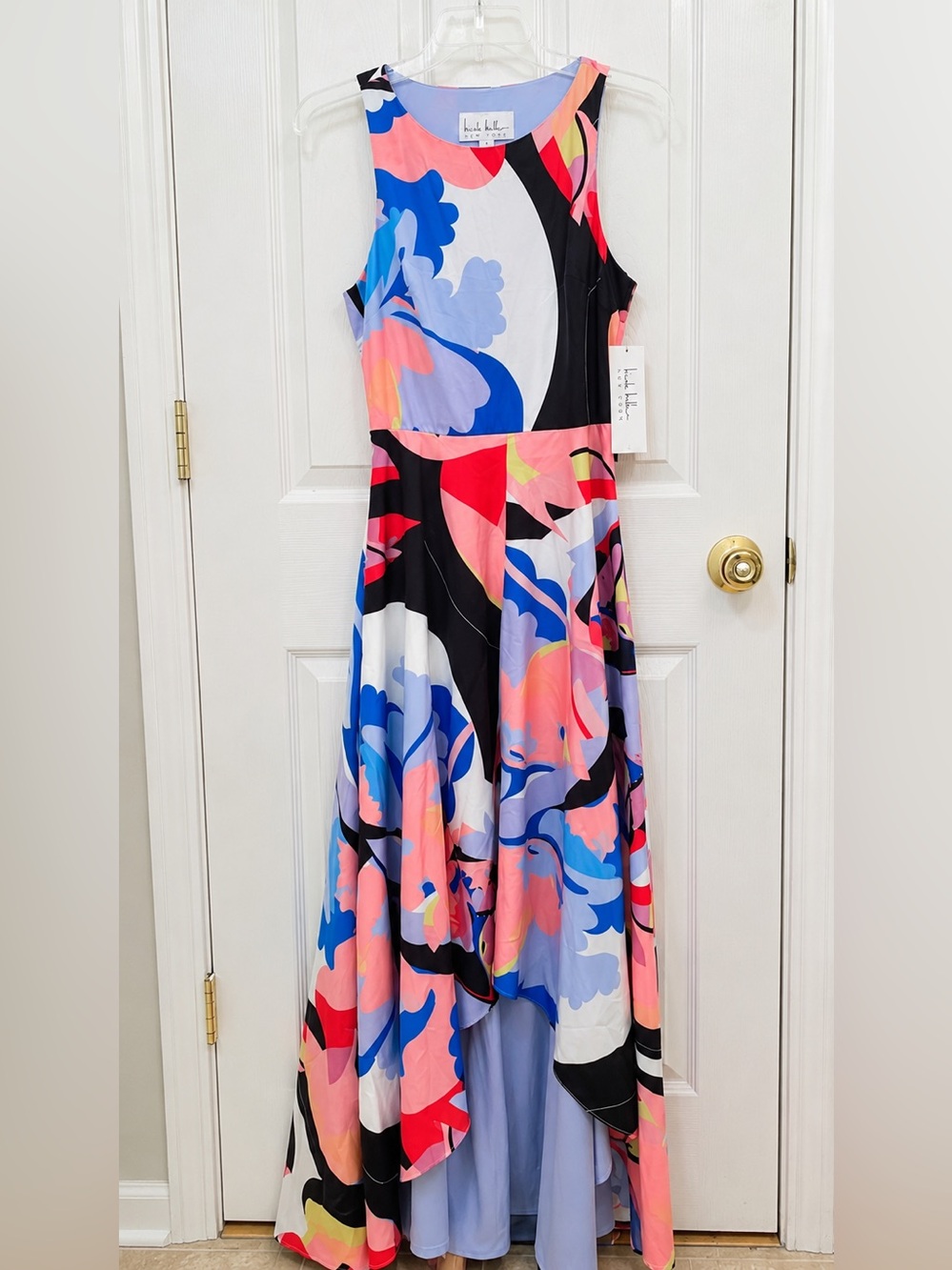 NWT Nicole Miller New York Abstract High-Low Midi Dress Size 4